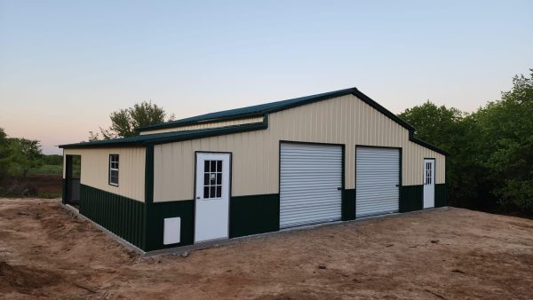 Metal Horse Barn 24' x 12' with (2) 12' x 8' Sheds